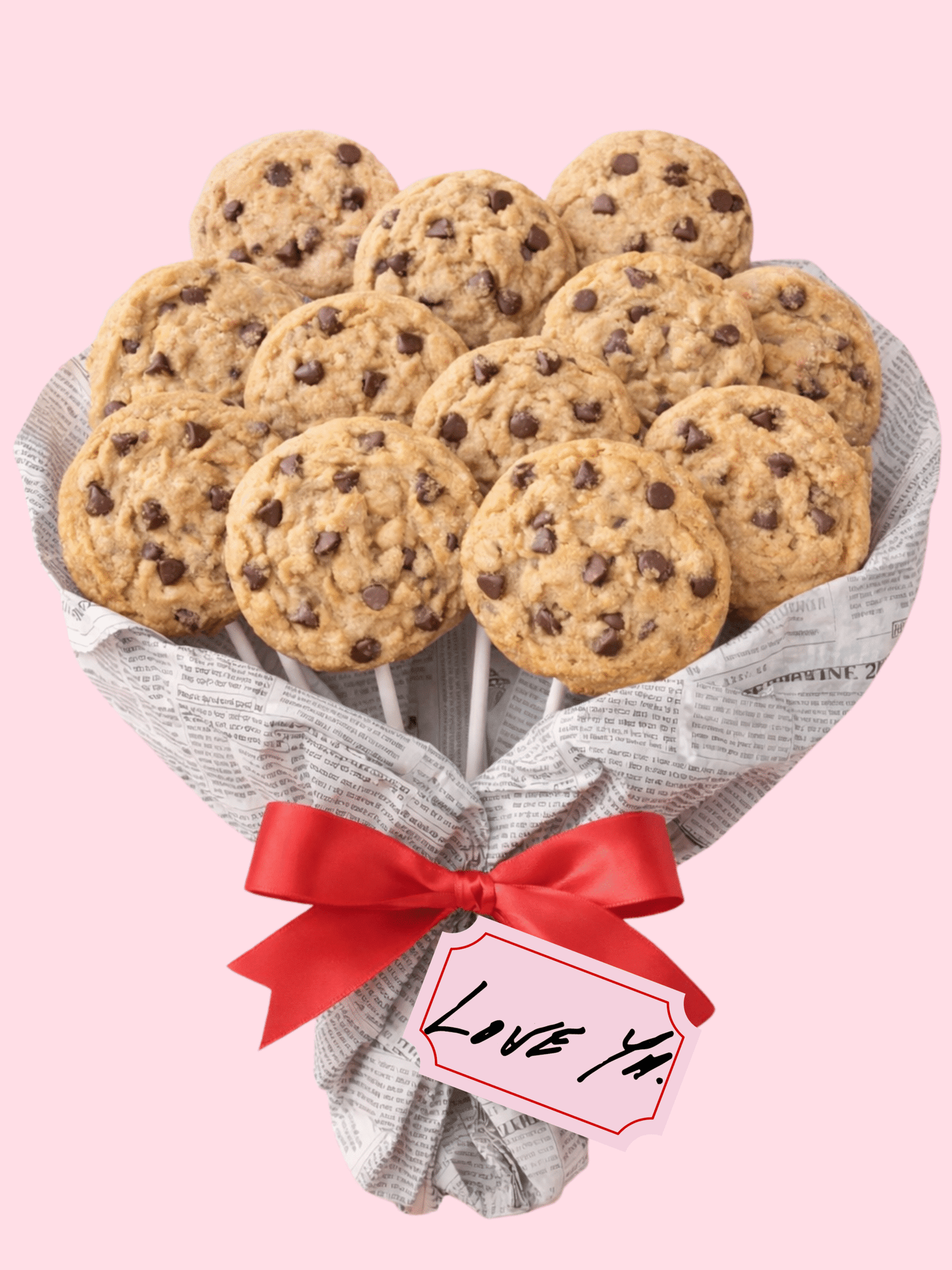 Valentine’s Day dozen cookie bouquet with decorated cookies arranged as a romantic edible gift